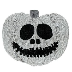Christian Siriano Halloween Jack O Lantern Beaded Placemat 15" Black White NEW